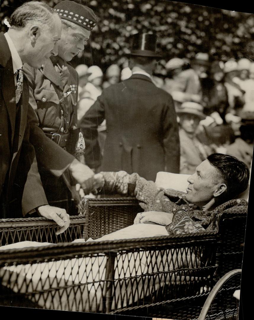 His Royal Highness The Prince of Wales Greets soldiers | of the, a lot of veterans happy to-day when he went nd shook hands with some of the war heroes there. [Incomplete]