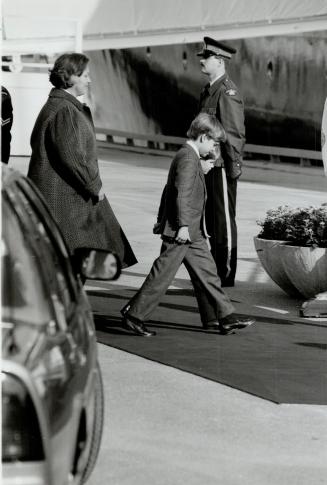 Princes: William, 9, and Harry, 7, at royal yacht Britannia yesterday