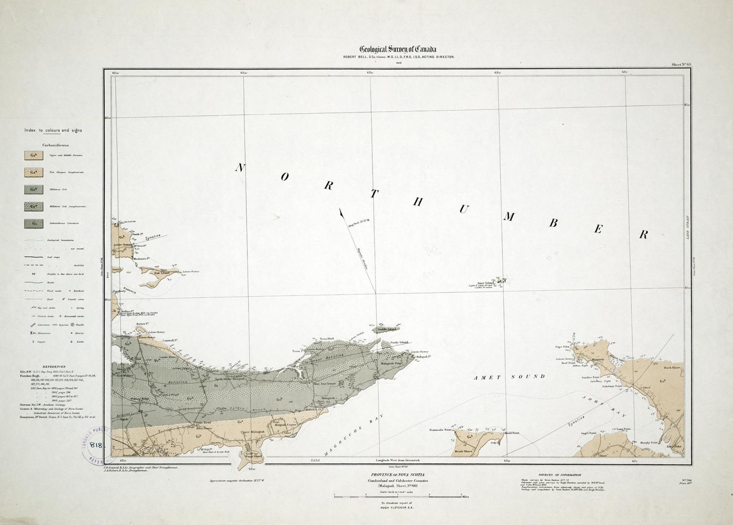 Map of the Province of Nova Scotia Cumberland and Colchester Counties (Malagash Sheet No