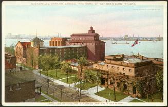 Walkerville, Ontario, Canada. The Home of ''Canadian Club'' Whisky. Distillery Offices, Malt Houses and Grain Elevator