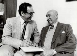 Retirement advice: Dr. Michael Gordon, left, discusses his book about retirement with Arthur Kacer, 78, a resident at the Baycrest Terrrace home for s(...)