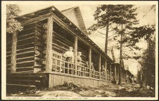 Log cabins at ''Nominigan Camp'', Algonquin Provincial (Ontario) Park