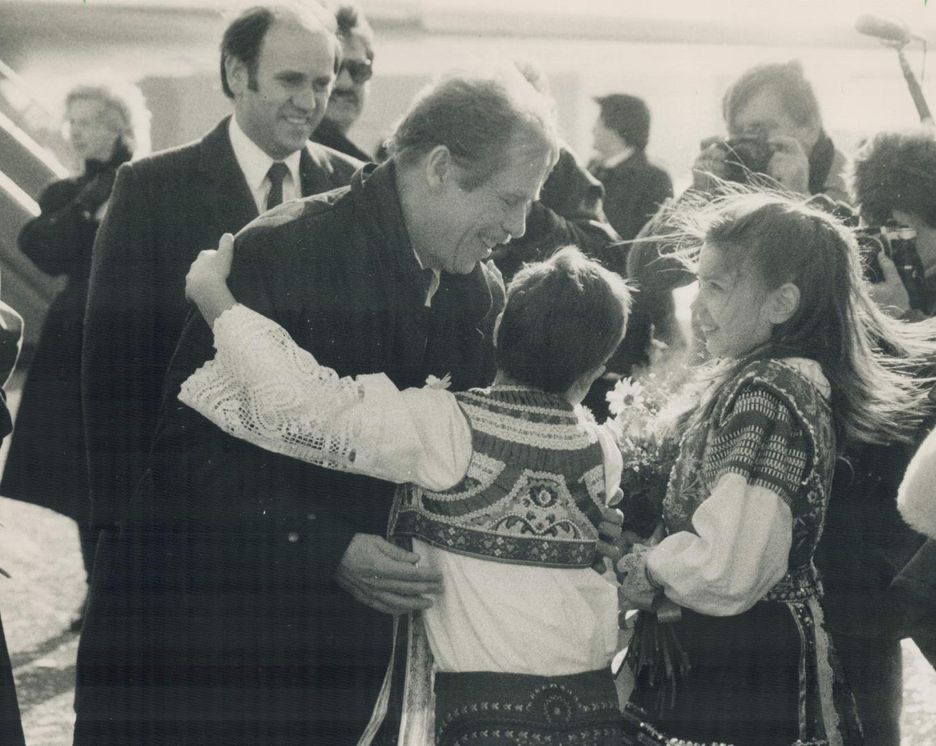 Art of Politics: Playwright Vaclav Havel, who was propelled reluctantly into the role of president of Czechoslovakia, gets a hug during February visit to Metro