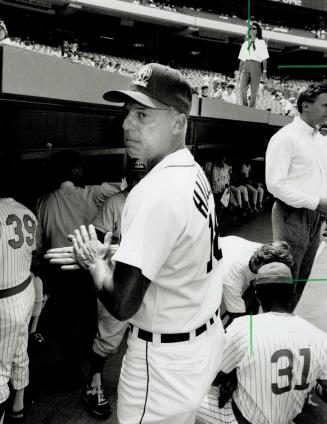 Way to go, guys: Former Detroit Tigers reliever John Hiller of Scarborough helped coach the AL Oldtimers to a 5-4 win over the Jays' over the hill gang