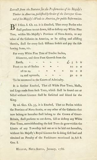 Extract from the Statutes for the preservation of His Majesty's timber in America, published by order of the Surveyor-General of His Majesty's Woods in America for public information