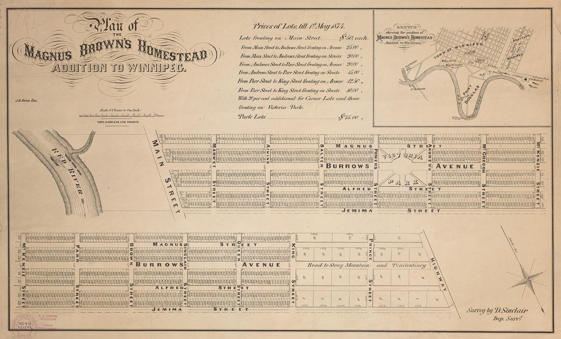 Plan of the Magnus Brown's Homestead addition to Winnipeg