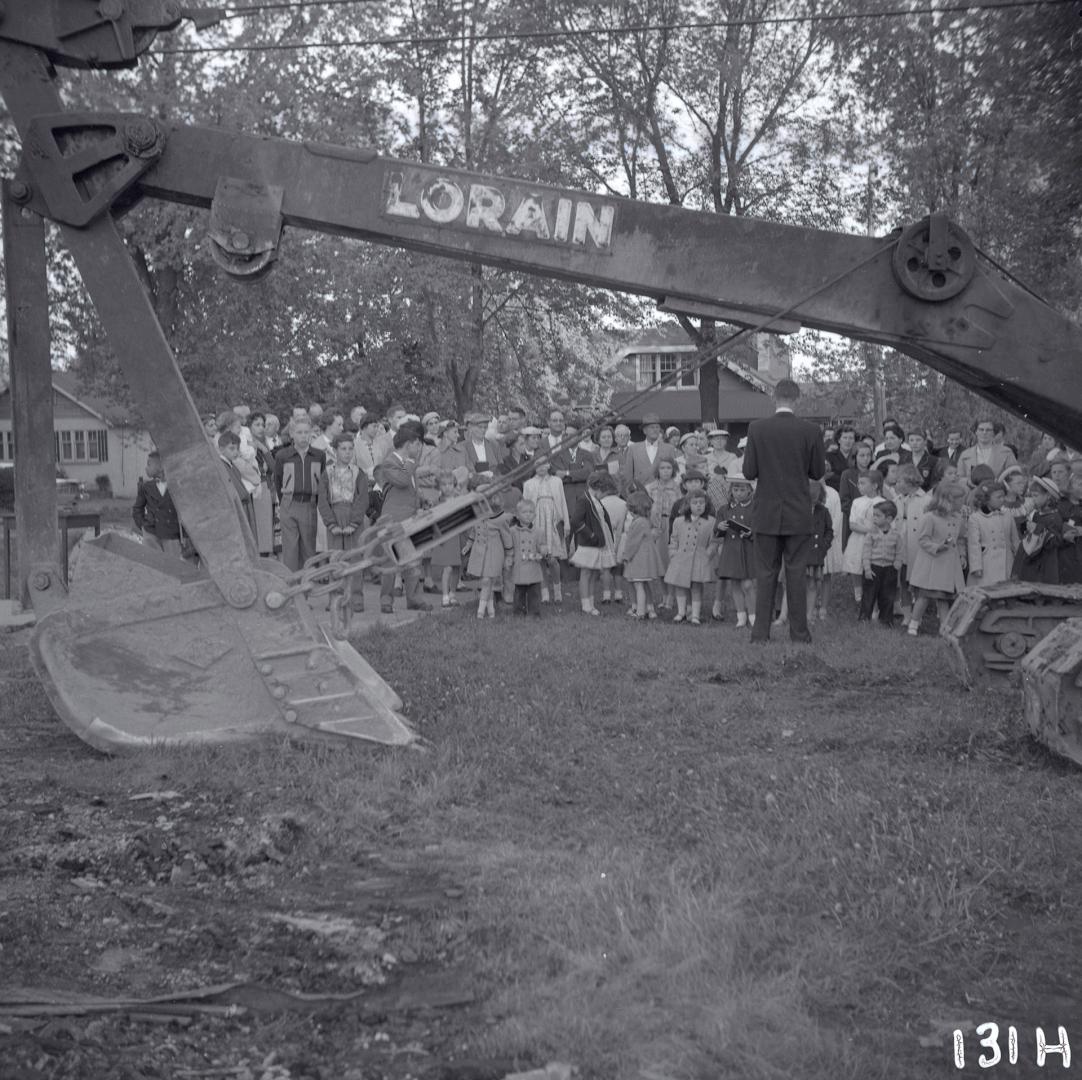 Rev. Paul T. Holliday and the congregation of Willowdale Baptist Church at sod turning ceremony ...