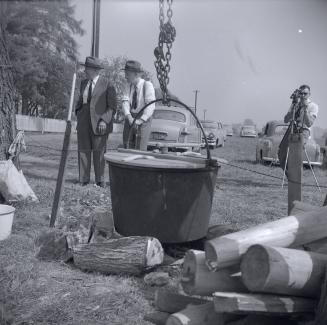 Image shows apple butter making at Dalziel farm, northwest corner Steeles Avenue and Jane Stree…