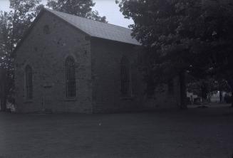 Beaverton stone church, looking west