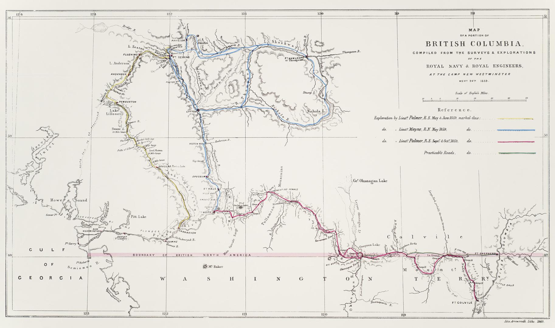 Map of a portion of British Columbia / compiled from the surveys & explorations of the Royal Navy & Royal Engineers, at the camp, New Westminster Novr. 24th 1859