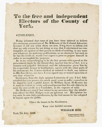 To the free and independent electors of the county of York