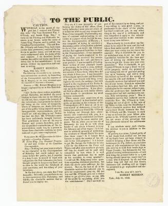 To the public : caution ... not to pay any debt or debts due to that establishment ... without my approbation and consent in writing