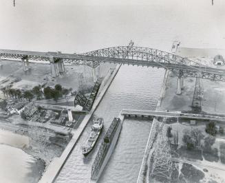 The new bridge crosses the canal with a clearance of 120 feet to clear up previous clash between water traffic into Hamilton harbor and cars using the road