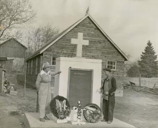 Mrs. E. Berney and West Atwell at cenotaph