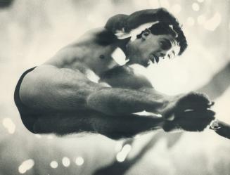 Getting ready: Jeff Hirst, 24, the University of Toronto's athlete of the year in 1987, practised yesterday for the Co-operators University Cup national diving meet to be held Jan