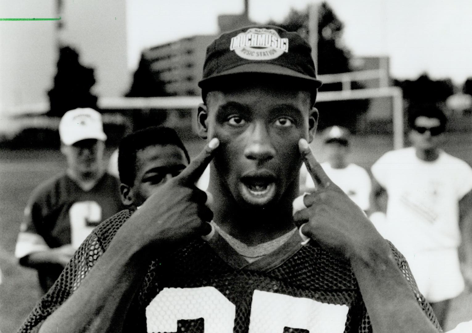 Funny business: Raghib (Rocket) Ismail was full of funny faces yesterday during and after the Argos practice at Burnamthorpe Collegiate