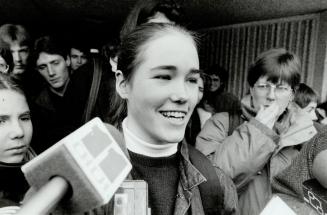 Sweet victory, Gwen Jacob meets supporters outside a Kitchener court yesterday after a judge acquited five women who bared breasts at a rally last sum(...)