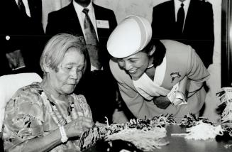 Royal visitor. Princess Takamado, right, chats with Yama Iwata, 88, during a visit to the Castleview Wynchwood Towers home for the aged on Christie St(...)