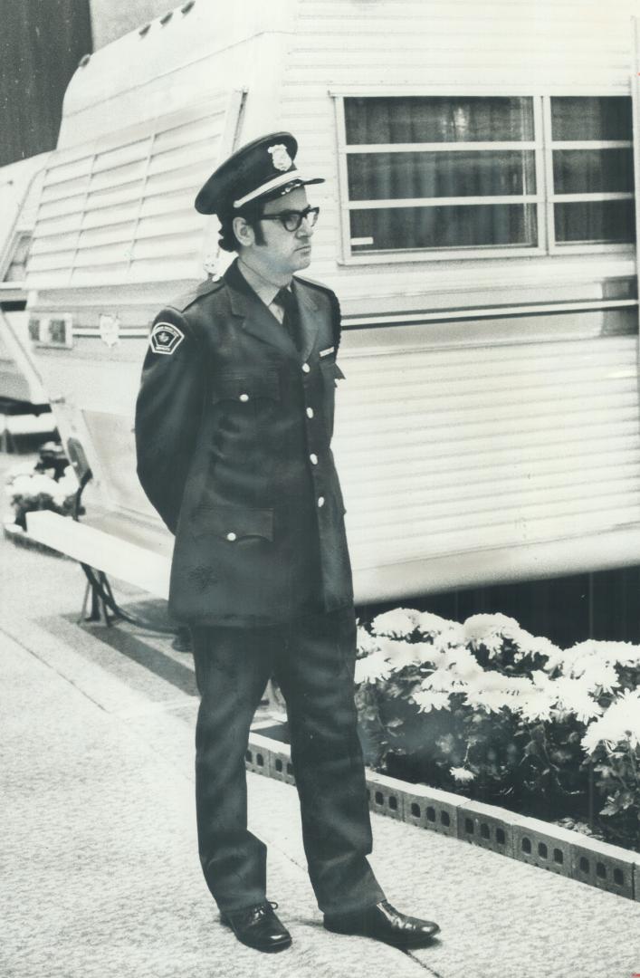 On duty at the Toronto Camping Show, Star staff writer Frank Jones wears the uniform he found a complete disguise