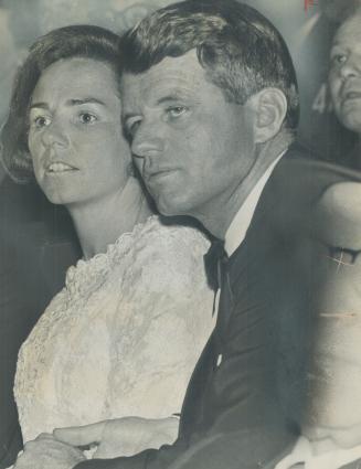 Ethel and Bobby Kennedy reflect the excitement of the moment as they watch Toronto Maple Leafs play at the Gardens in Toronto. If Bobby wins presidency, his family will occupy White House