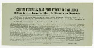 Central provincial road, from Bytown to Lake Huron, between the great lumbering rivers, the Mississippi and Madawaska