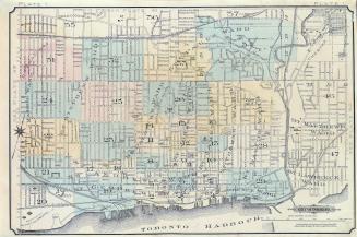 [Key map for 1893 atlas] Atlas of the city of Toronto and vicinity from special survey founded on registered plans and showing all building and lot numbers.