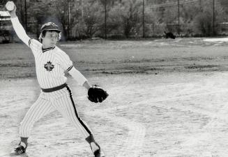 Steve Woods, of the high-calibre intermediate Dieppe Park League, delivers pitch