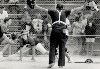 Hawks soar in softball final. Hodgson Hawks pitcher Kathleen Fadelle looks up to find out she's safe at home with the winning run against Carleton Vil(...)