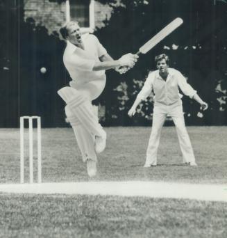 Ouch, that must have hurt! Toronto Cricket Club's batsman Chris Dalto found his bat and pads of little help as he was hit on his thigh by an Upper Can(...)