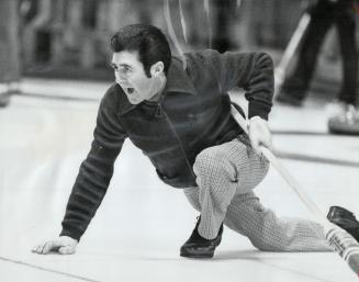 Anxiously Watching the course of his rock is Bill Seabrook, skip of a Tam-Heather rink that lost to a Barry Mitchell foursome from Royal Canadians in (...)