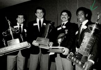 Shenley ciau football awards. L-R. Mark Brown, Mike Schad, Darcy Kopp, Larry Mohr