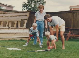 Toronto Argonaut Paul Pearson, with wife Shan and children Michael, 4, and David, 6, says insecurity has kept his family from putting down roots in Toronto