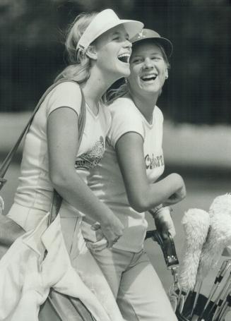 Guess who won? Sharon Barrett, left, and Carol Hogan of San Diego are all smiles after victory in Lengfield golf matches at Toronto Golf Club. Six-wom(...)