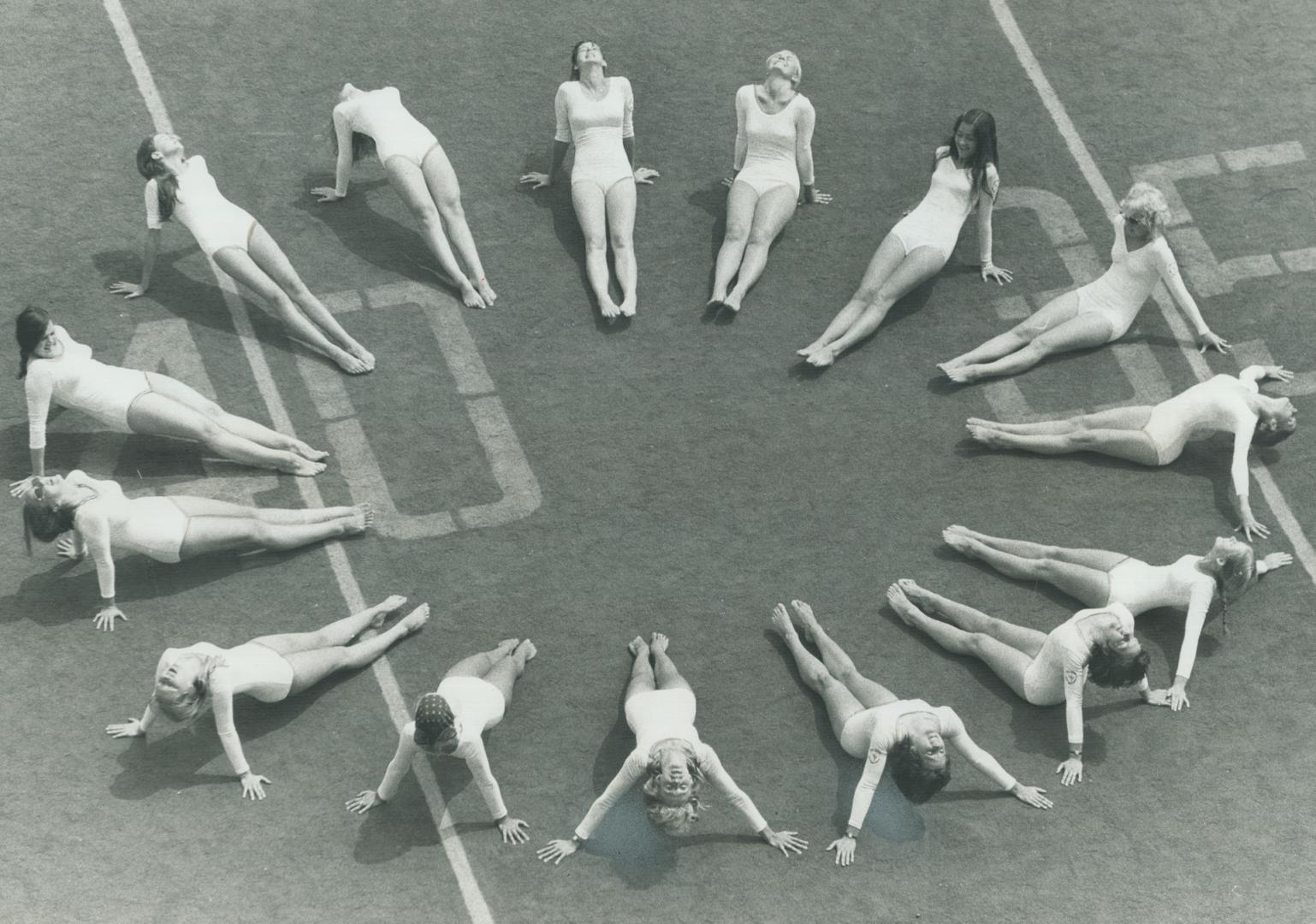 Practising Estonian Gymnastics, girls from all over the world rehearse at the Canadian National Exhibition yesterday for tonight's grand finale of the(...)