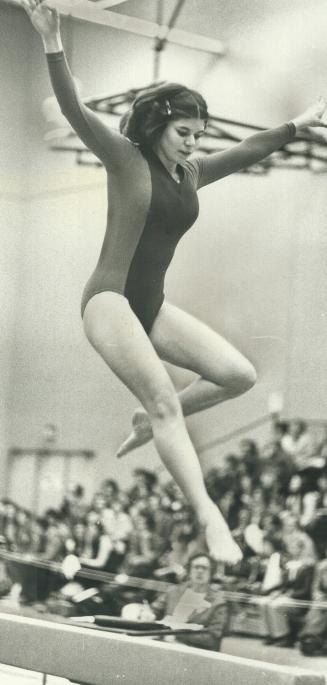 On Beam: Debbie Alderman of McMaster Competes in gymnastics at U of T