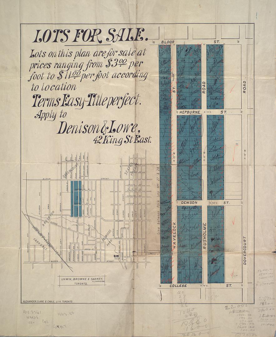 Plan of lots for sale in Dovercourt