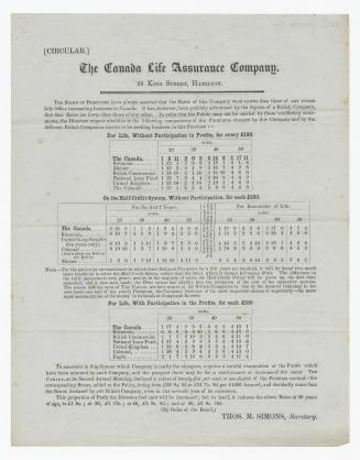 [Circular] The Canada Life Assurance Company, 38 King Street, Hamilton