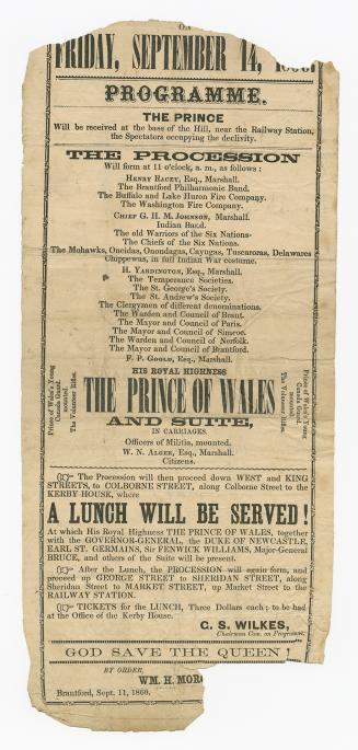 On Friday, September 14, ... the Prince will be received at the base of the hill near the railway station, the spectators occupying the declivity