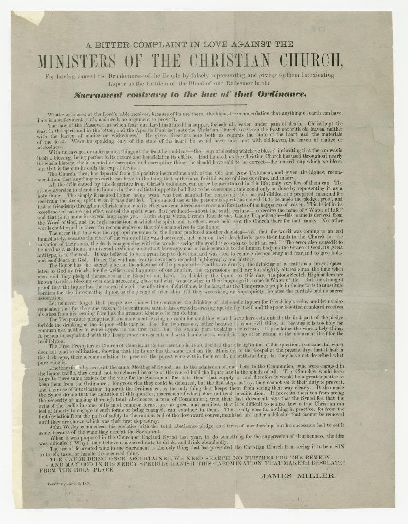 A Bitter complaint in love against the ministers of the Christian church, for having caused the drunkeness of the people ...