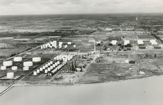 Aerial view of British American Oil Refinery in Clarkson, Ontario