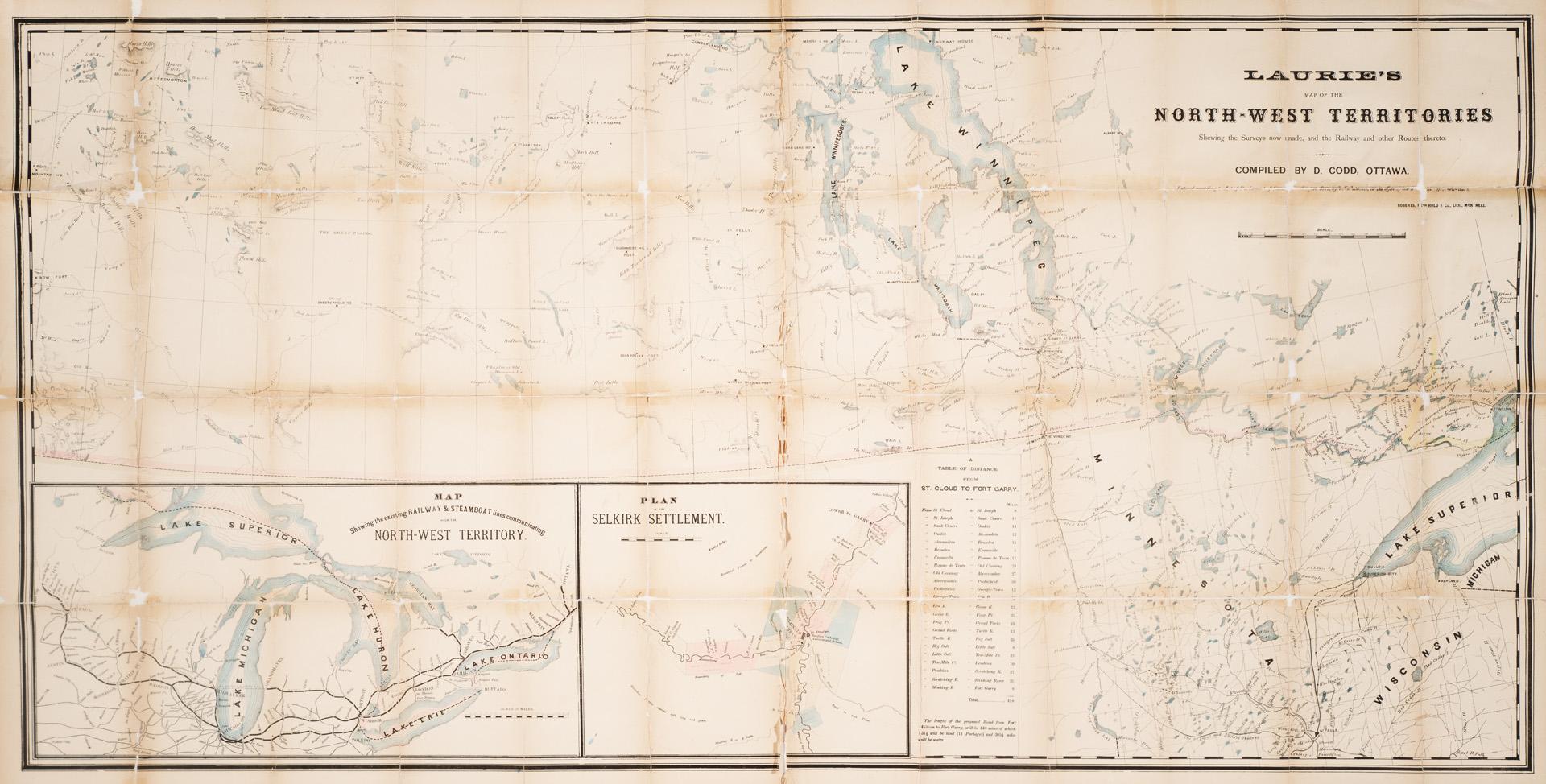 Laurie's map of the North-West Territories shewing the surveys now made, and the railway and other routes thereto