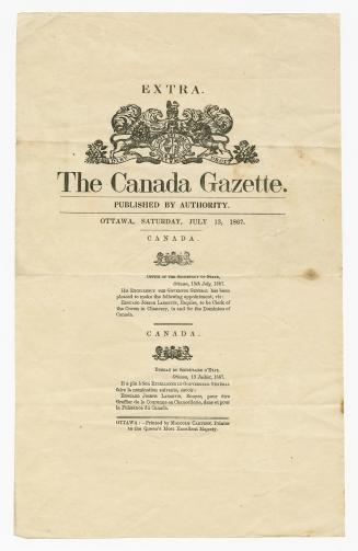 Extra. The Canada Gazette