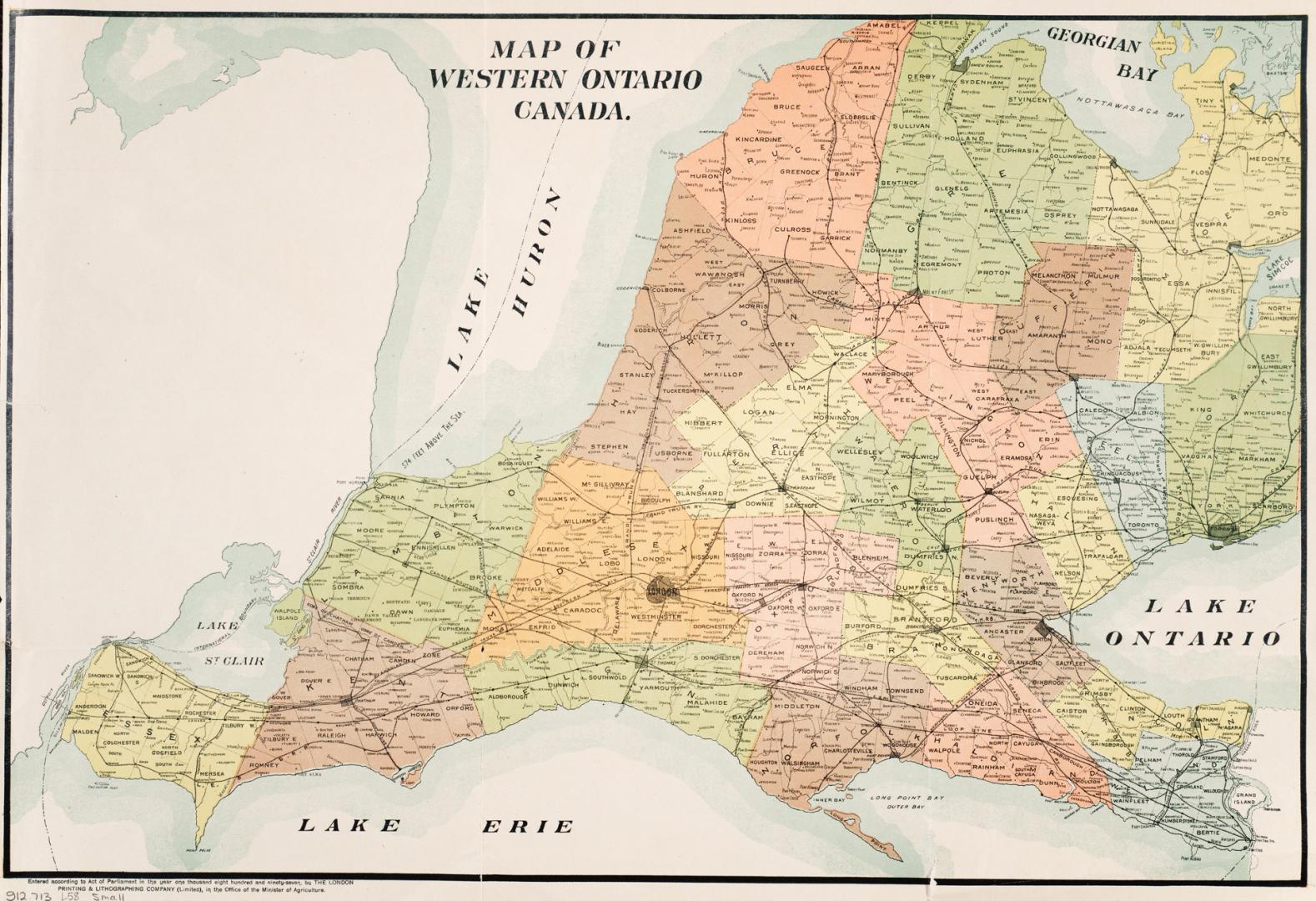 Map of Western Ontario Canada