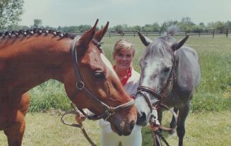 Up and coming, Ashley Munroe is training two young horses, Rebell (left) and Kallum, for dressage competition