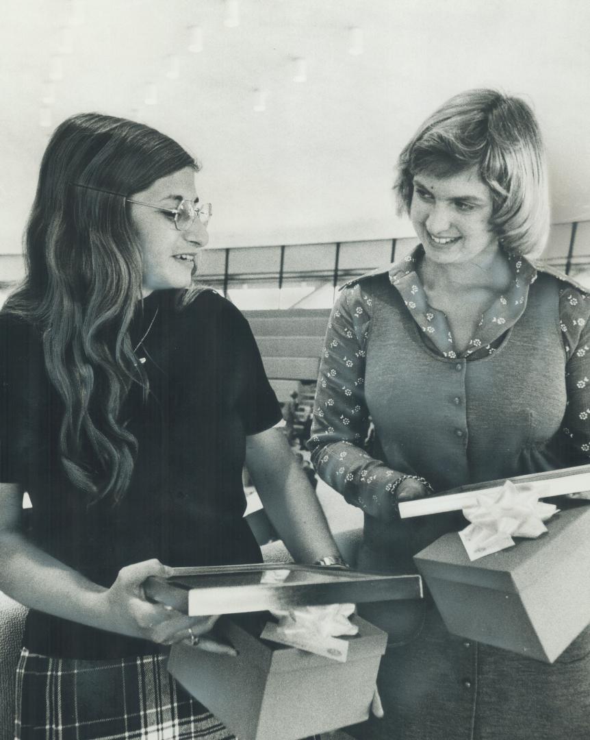 Lake swimmers honored. Honored by Metro Council yesterday, Lake Ontario swimmers Angela Kondrak (left) and Cindy Nicholas hold citations given them. A(...)