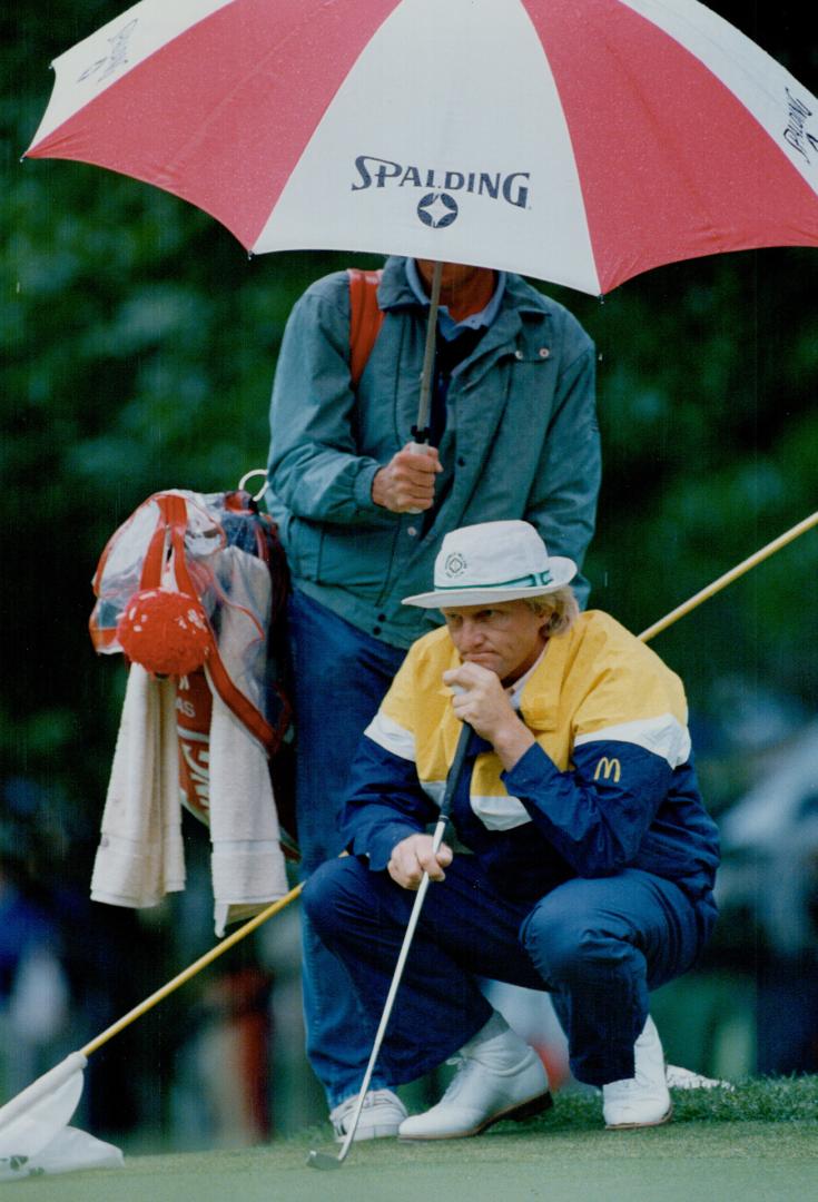 Lining it up, Reigning Masters champion Nick Faldo, far left, Australia's Great White Shark, Greg Norman, and Jack Nicklaus, above, swing into town this week