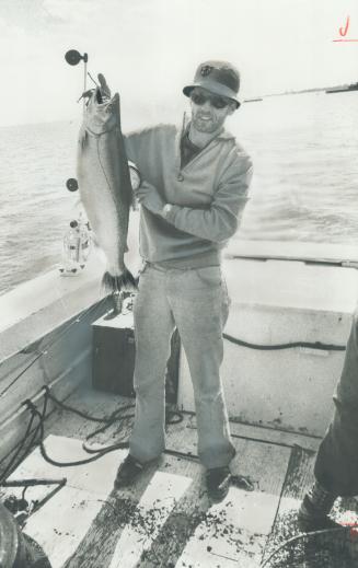 A 13-pound Coho Salmon was landed by Star photographer Bob Olsen yesterday off the mouth of the Credit