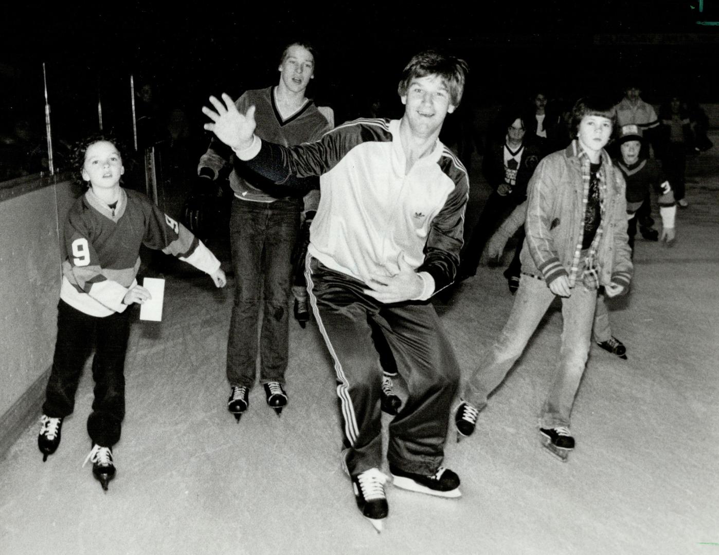 Charity skate, Bobby Orr plays hot dog for the camera at the first annual Bobby Orr Skate-a-thon for Tammy at Maple Leaf Gardens yesterday. He led mor(...)