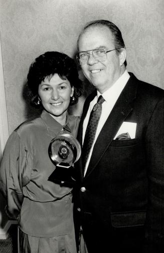 Proud day, Sandra Post was inducted into the Canadian Golf Hall of Fame yesterday and sharing her proud moment was Leo Cahill, general manager of the Toronto Argonauts and Post's fiance