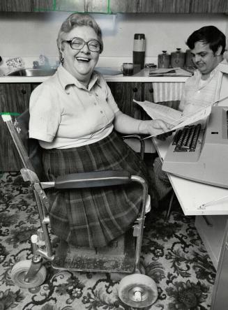 Disabled dynamo, Beryl Potter, helped by son, Dennis, is busy working on projects supporting the International Year of Disabled Persons. The Scarborou(...)